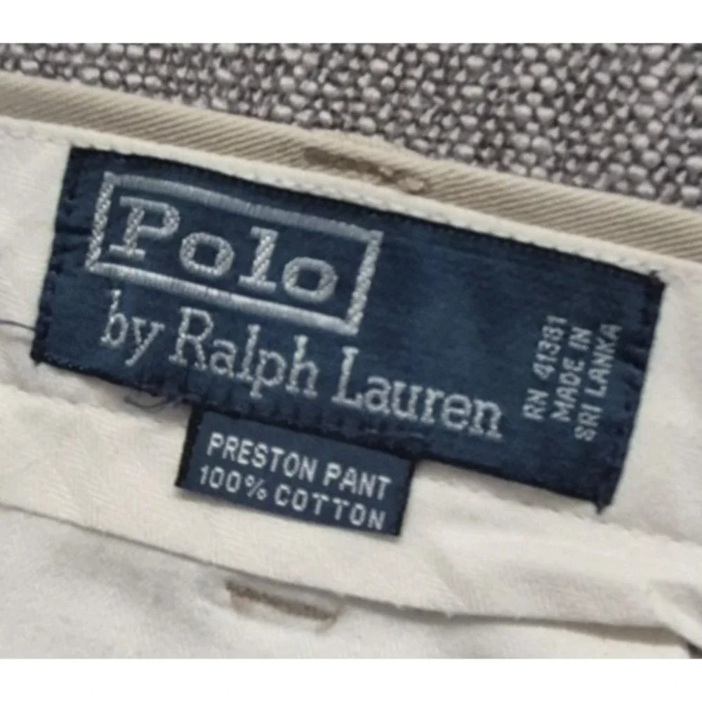 Polo Ralph‎ Lauren men's khaki Preston pants 36x32 flat front 100% Cotton preppy